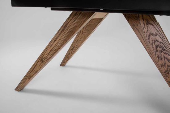 Стол Орландо-М (дуб/нога светлый дуб с черной патиной/столешница стекло Карелия)