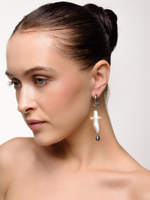 Серьги "Petrol & Pearl Cross" Silver