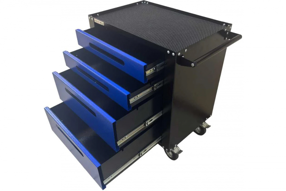 Инструментальная тележка Great Wolf 4 ящика, колеса с тормозом, синяя GWT-B4