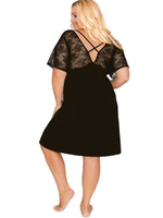 Сорочка с V-образным вырезом и кружевами (Размер: XXL) (Цвет: черный)