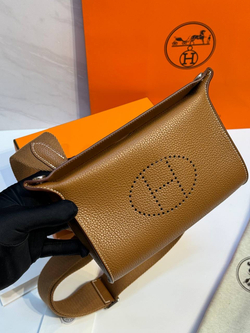 Коричневая мужская сумка Hermes Videpoches