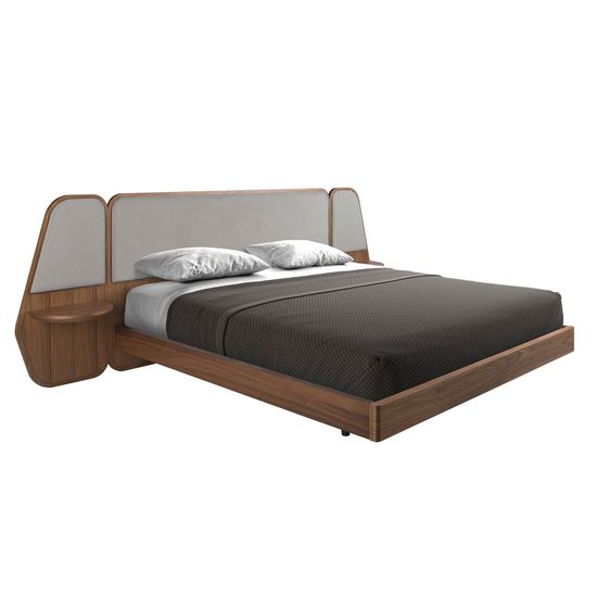 Кровать 7175 из ореха и серой ткани для матраса 180x200 см