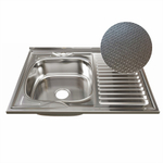 Мойка 80х60 (0,6) лев вып 3 1/2 MIXLINE 16см  с сифоном ДЕКОР