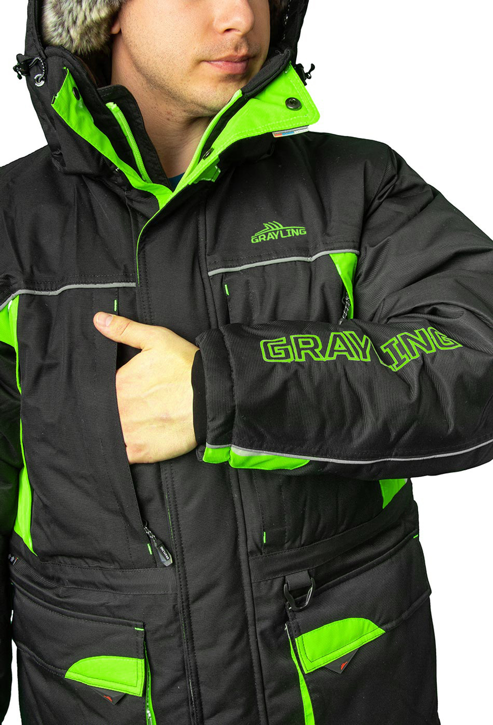 Костюм Селигер (кошачий глаз, зелено-черный) GRAYLING Новатекс