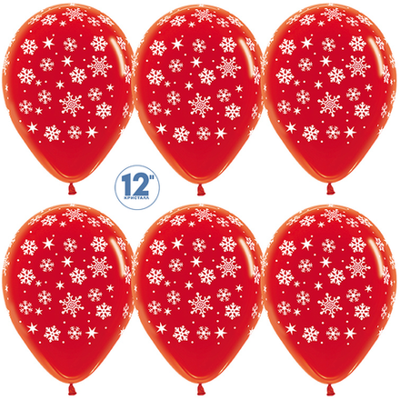 S 12''/30 см, Падающие снежинки, Красный (315), кристалл, 5 ст., 25 шт.