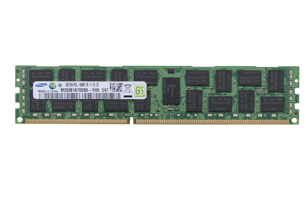 Модуль памяти DDR3 8Gb Samsung M393B1K70EB0-YH9 PC3L-10600 1333Mhz ECC REG x4 CL 9-9-9 1,35V Dual Rank