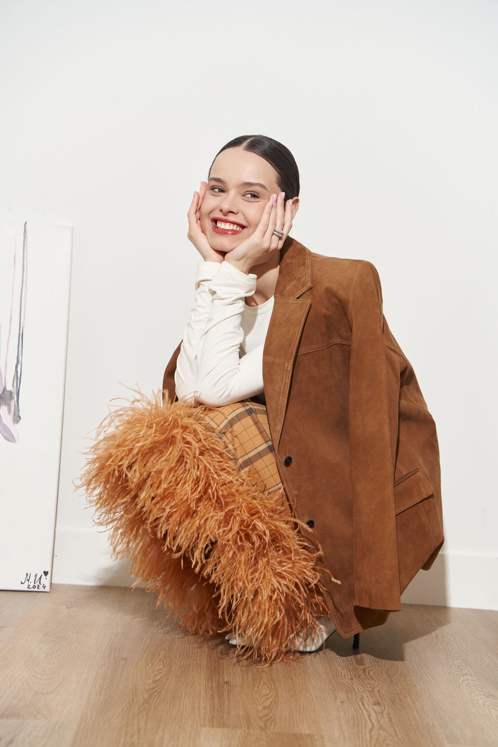 ЮБКА С ПЕРЬЯМИ СВЕТЛО-ОРАНЖЕВЫЙ|ШОКОЛАД|СВЕТЛО-ОРАНЖЕВЫЙ