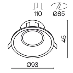 Встраиваемый светильник Точка / Dot 1*GU10 10 Вт Technical dl028-2-01b