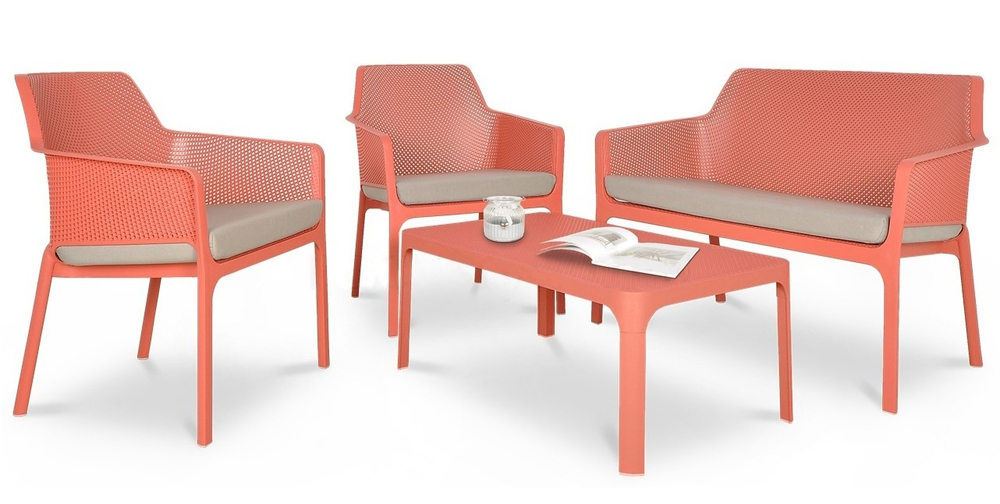 Комплект пластиковой мебели Nardi Net Relax, коралловый