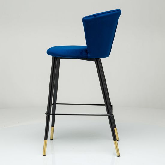 Барный стул Marlon синий велюр