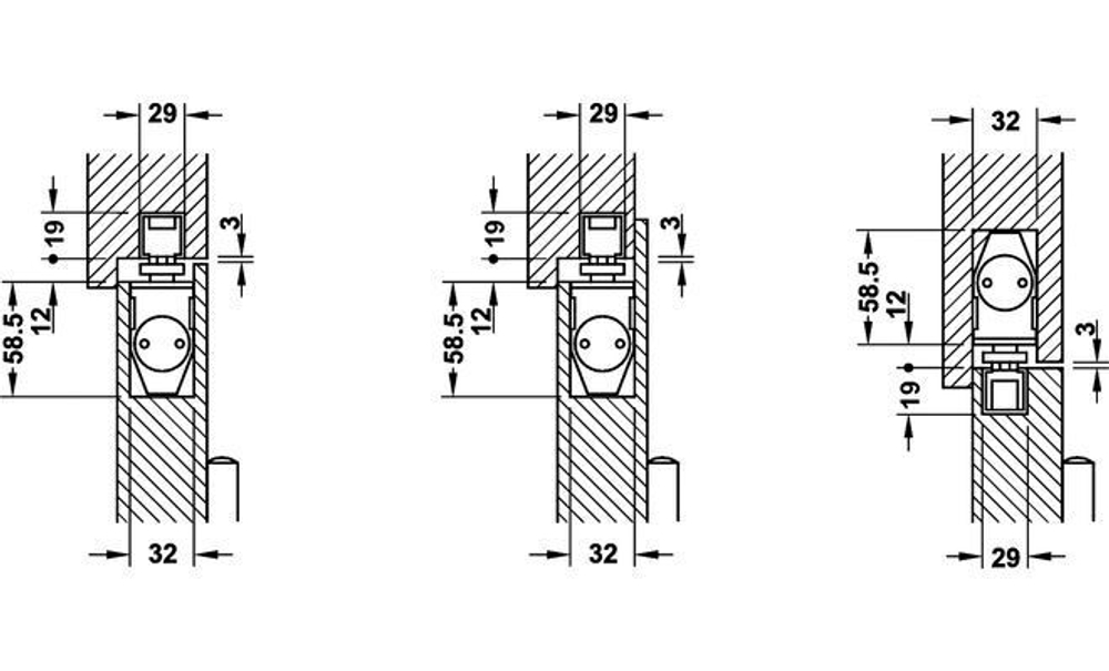 Дверной скрытый доводчик HAFELE DCL 34 (931.84.049 CE)