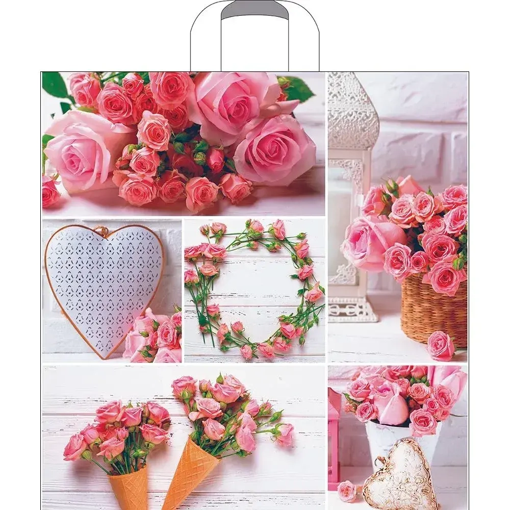 Пакет ПЭ с петлевой ручкой 45+3см(Романтичная роза) Артпласт (х (комплект 25 шт)