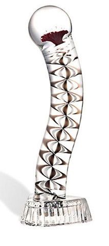 Стеклянный G-Spot стимулятор с красной маргариткой внутри, 17 см