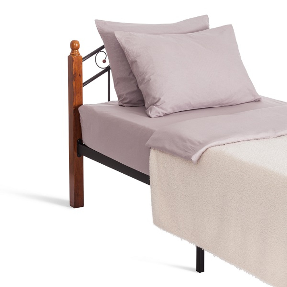 Кровать AT-8077 - дерево гевея/металл, 90*200 см (Single bed), красный дуб/черный