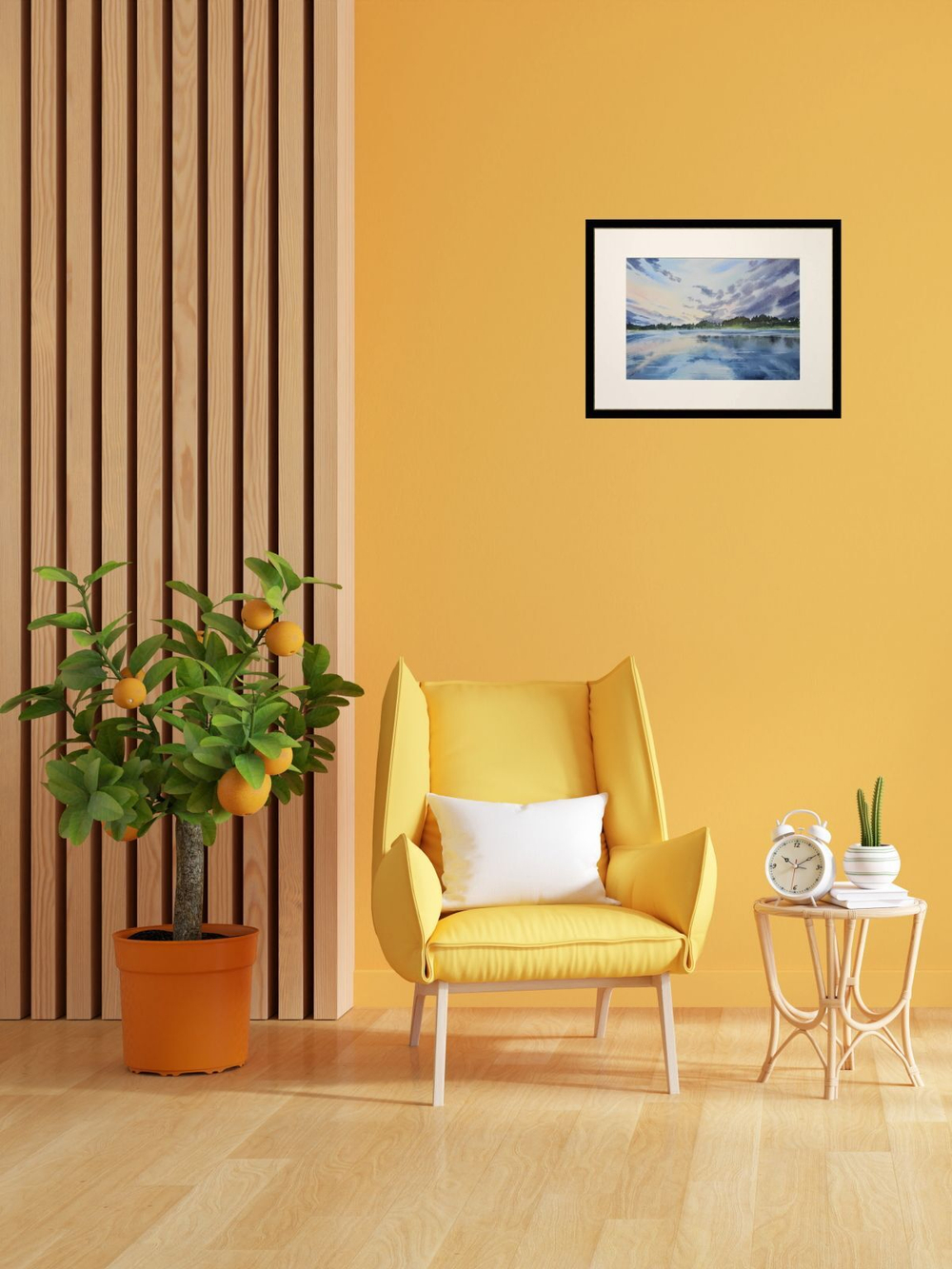 Картина авторская акварельная в паспарту 30х40 см на стену для интерьера "Отражение на Яузе"