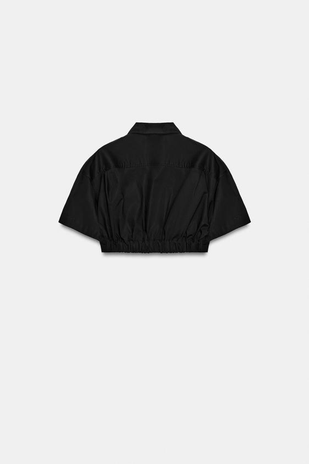 ZARA УКОРОЧЕННАЯ РУБАШКА ИЗ ПОПЛИНА В ПОЛОСКУ, ЧЕРНЫЙ