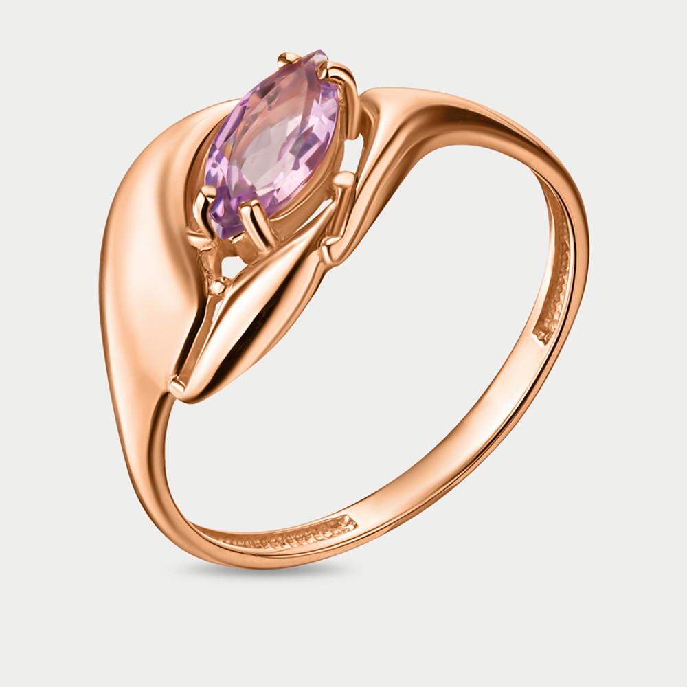 Женское кольцо из розового золота 585 пробы с аметистом (арт. 100-1296_am-003)