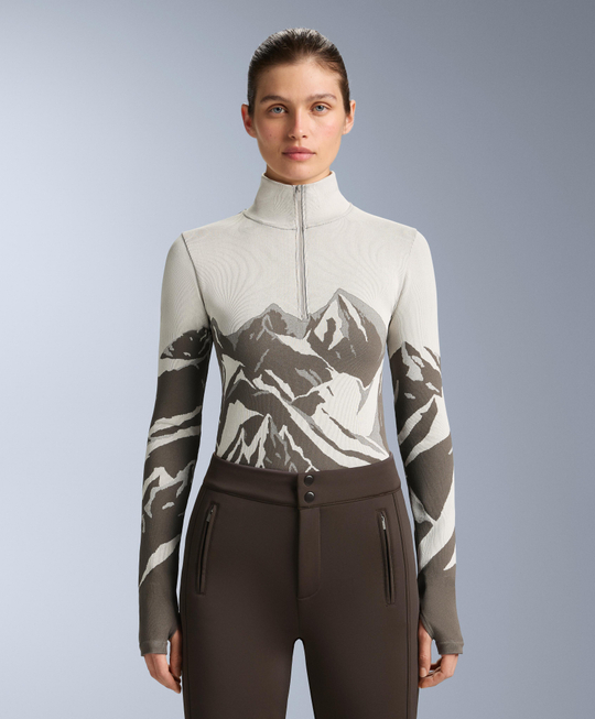 Oysho Бесшовная термофутболка базового слоя с молнией, норка