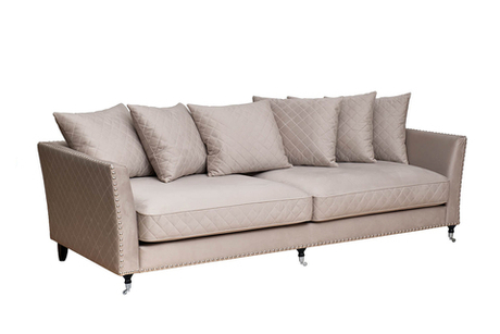 Диван трехместный Garda Decor Sorrento 250 светло-серый велюр