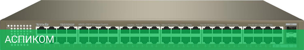Коммутатор Tenda 48PORT 1000M (2SFP TEG1050F)