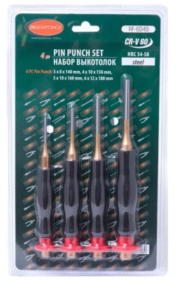 Набор выколоток с эргономическими рукоятками, 4пр.(3х140, 4х150, 5х160, 6х180мм), в блистере RockForce##Rock FORCE RF-6049