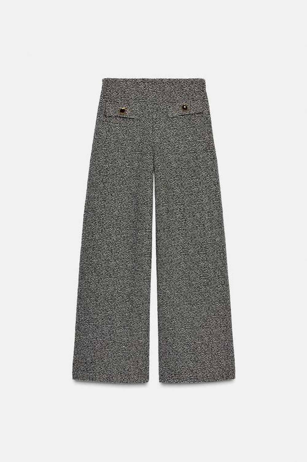 ZARA БРЮКИ ИЗ ТКАНЕВОЙ СТРУКТУРЫ, БЕЛЫЙ/ЧЕРНЫЙ