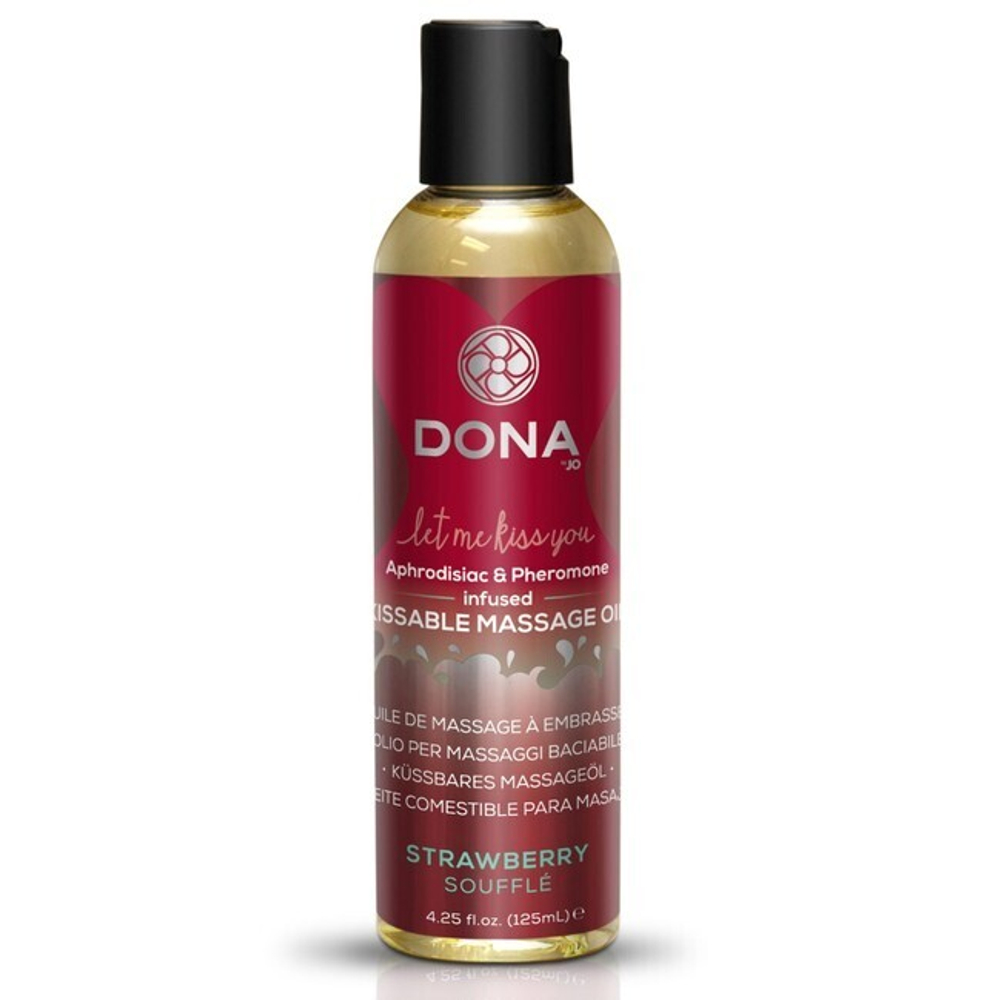 Вкусовое массажное масло DONA Kissable Massage Oil Strawberry Souffle 110 мл (Цвет: желтый)