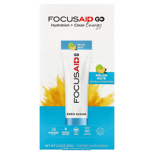 FITAID, FocusAid® Go, увлажнение и чистая энергия, со вкусом арбуза, 14 пакетиков с порошком по 4,5 г (0,16 унции)