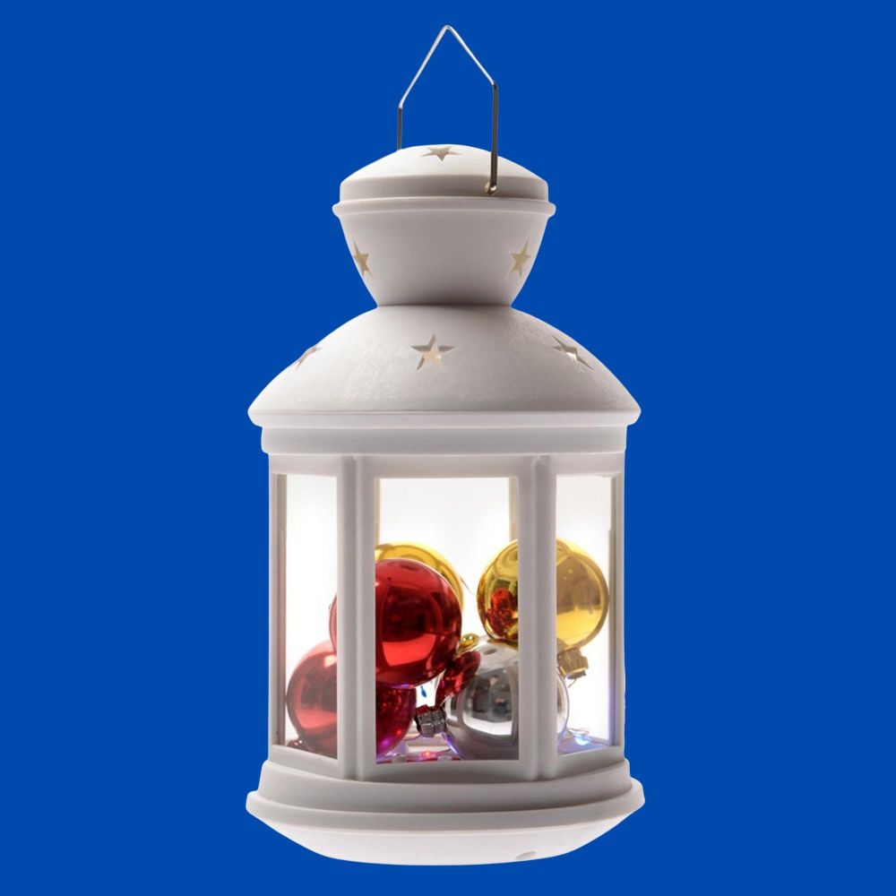 ULD-L1220-010-DTB-RGB WHITE Фонарь со светодиодной гирляндой внутри. на батарейке не в-к. 10 светодиодов. RGB свет. Режим мигания. Белый корпус. TM Uniel.