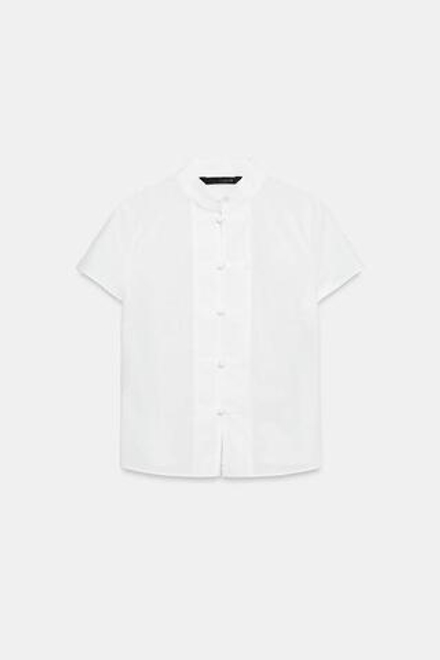 ZARA РУБАШКА ИЗ ПОПЛИНА С НАВЕСНЫМИ ПЕТЛЯМИ, БЕЛЫЙ