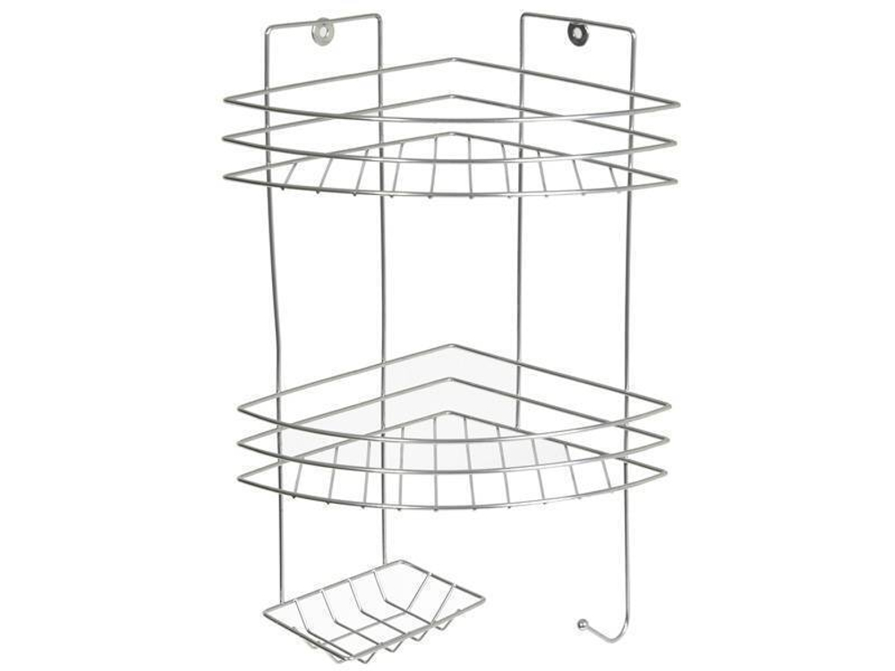Полка угловая 2-х ярусная с мыльницей и вешалкой 210*210*415мм