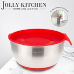 Миска Jolly Kitchen с ручкой, красная, 24 см, нержавеющая сталь 0,5 мм, объем 3,4 л