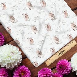 Ткань кулирная гладь акварельный ёжик