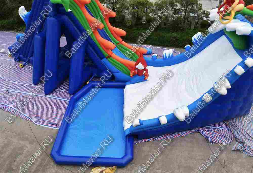Надувной наземный аквапарк «Драконья гора», 27*17*11 м