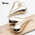 Подвеска Сердце (большое!), цвет золото, размер 38*27 мм, цена за 1 шт