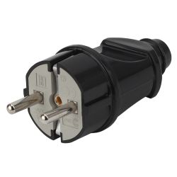 Вилка ЭРА Vx2-B с заземлением прямая 16A черная | Штепсельные вилки и розетки