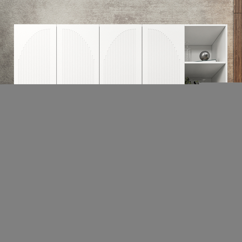 Шкаф Агератум МДФ четырехсекционный с стеллажом в белой эмали - Белый Фасадный 0101  220*45*220