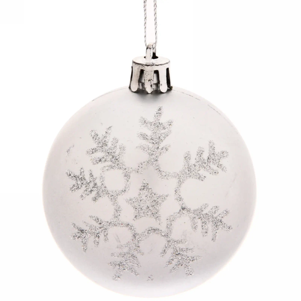 Новогодние шары «Сказочные снежинки» 6 см (набор 3шт), серебро/серебро