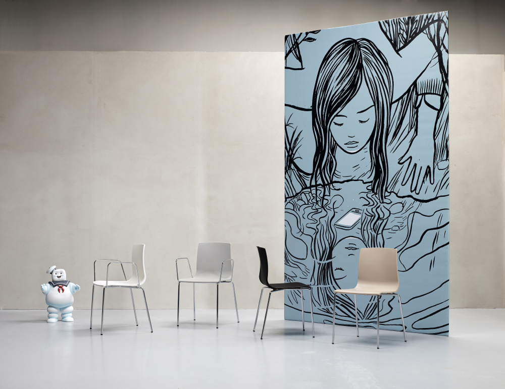 Кресло пластиковое Scab Design Alice, хром, лен