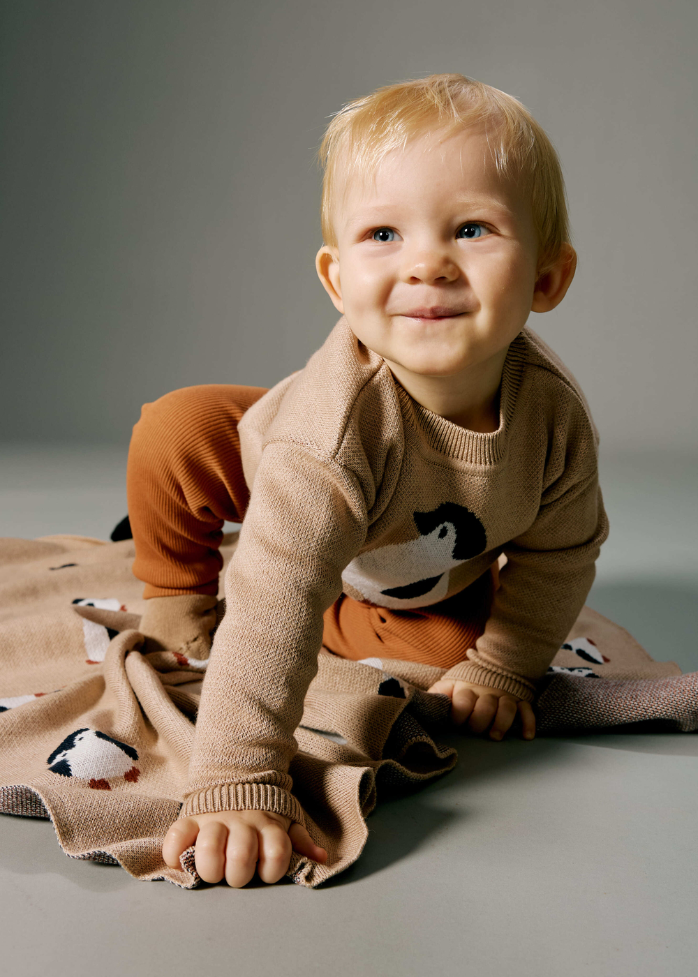 Плед вязаный Simple (пингвины)