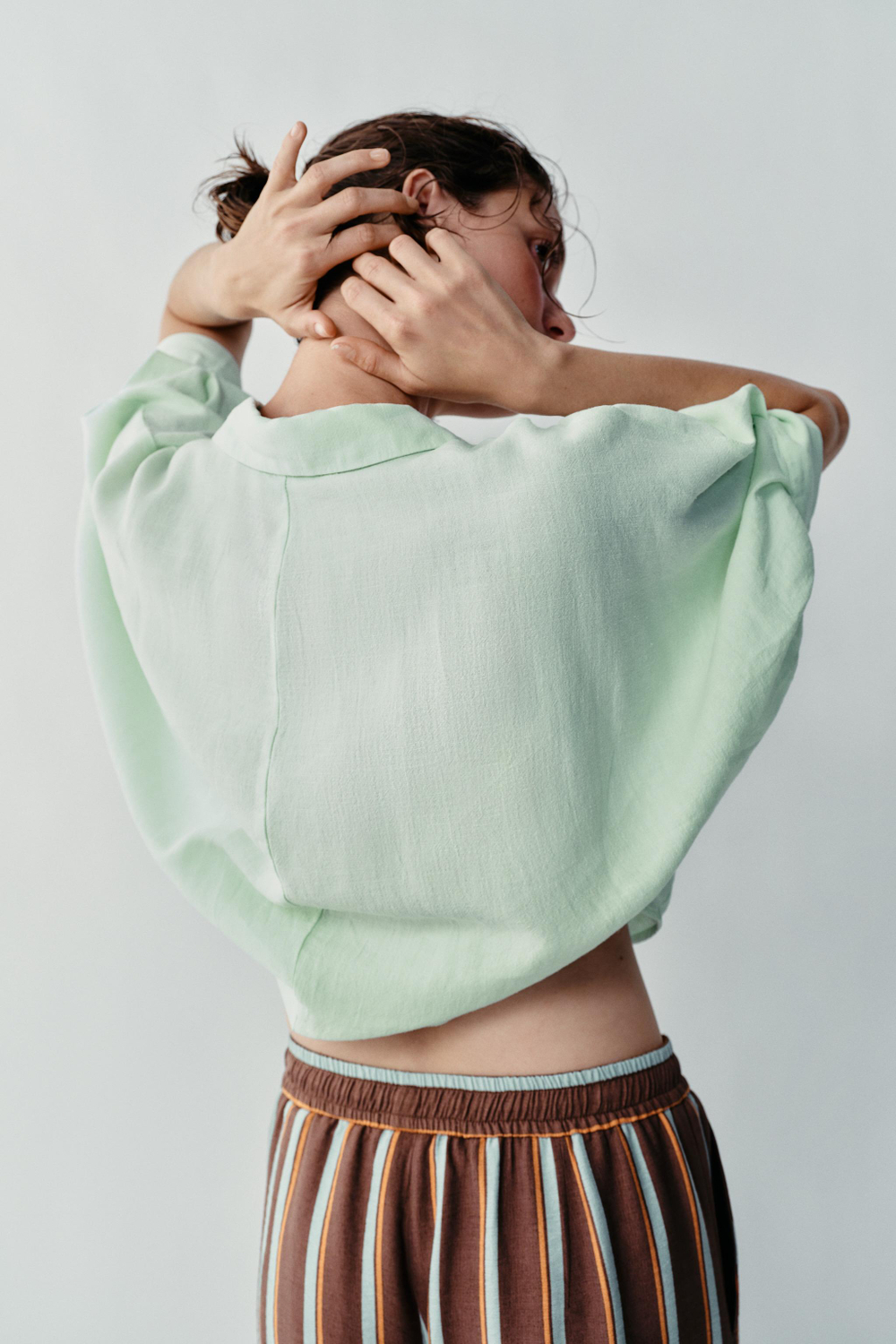 ZARA РУБАШКА ОБЪЕМНОГО КРОЯ, МЯТНЫЙ