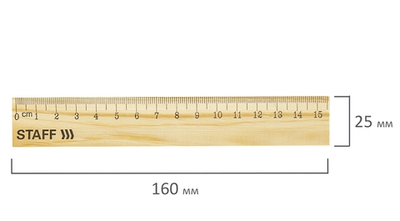 Линейка деревянная 15см. канадская сосна (STAFF)