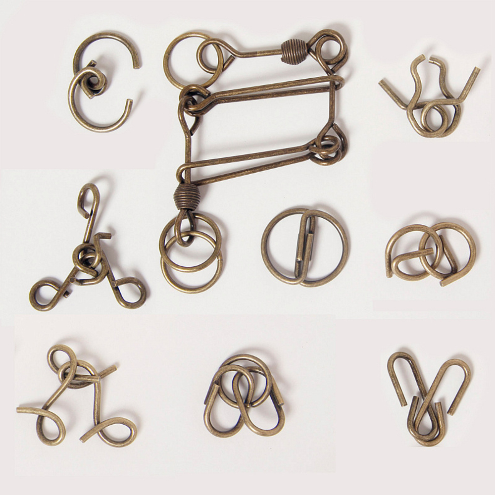 Набор металлических головоломок Eureka Стимпанк 7 серый (9 головоломок)