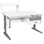 Растущая парта СУТ 25 с задними полками СУТ.15.210 и СУТ.15.240 и навесной тумбой (1200×880 мм)