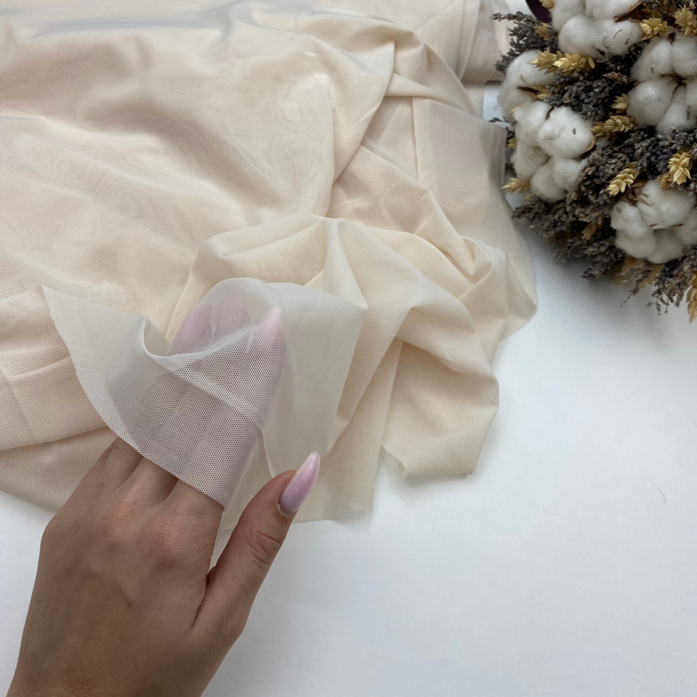 Сетка эластичная серебристый пион однотонная, цв. 168