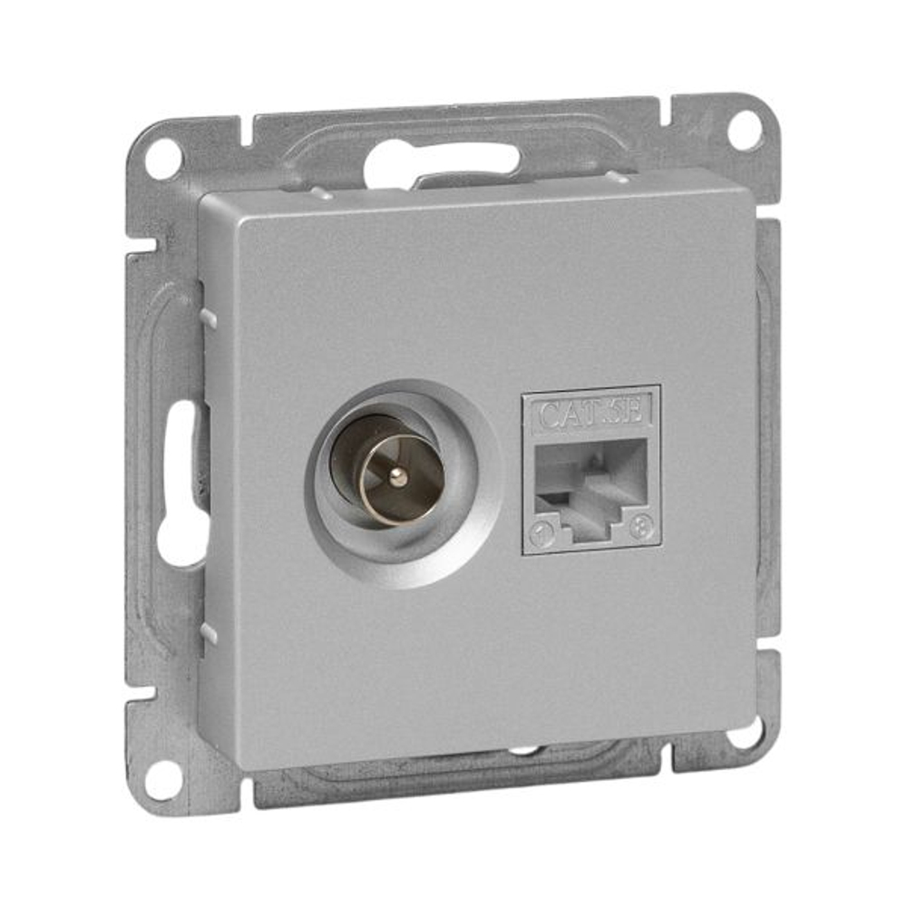Механизм розетки TV+RJ45 (cat5), алюминий Эпика EKF