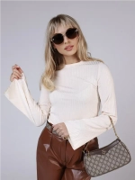 Лонгслив в рубчик с рукавами клеш