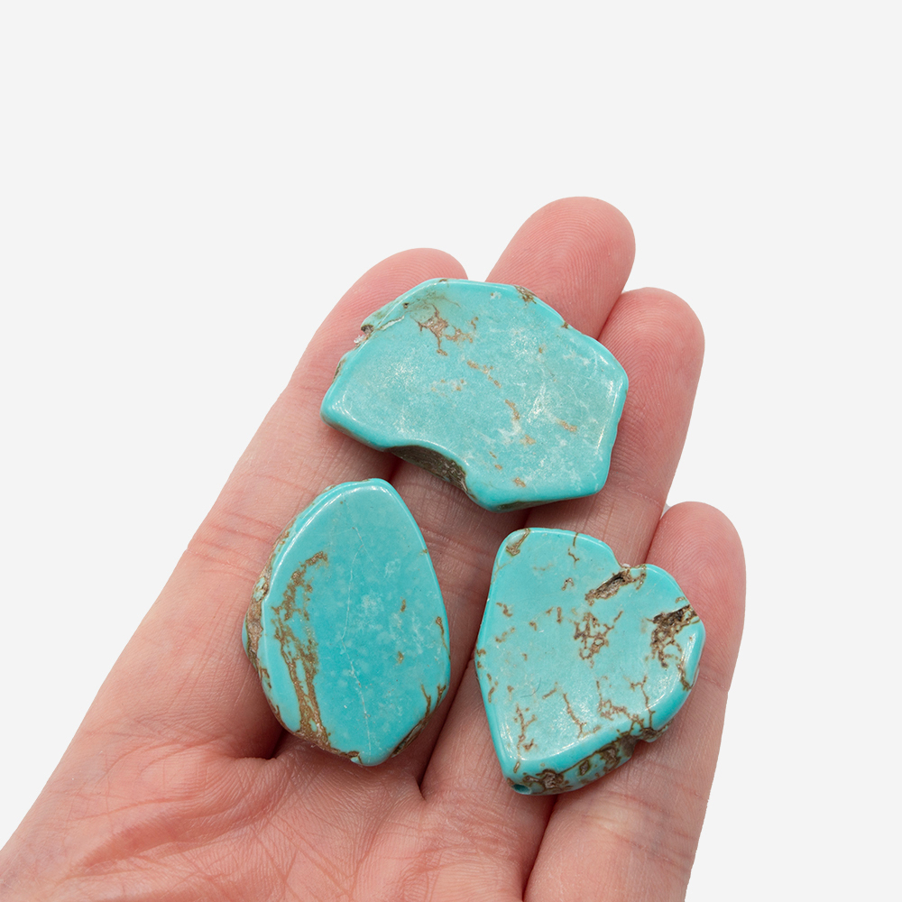 Туркенит (имитация бирюзы), продольное отверстие, 18,5-23,5*15-22,5мм