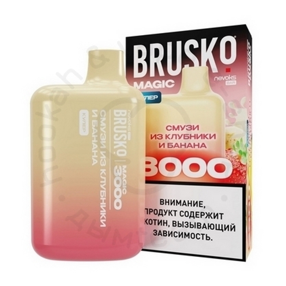 Одноразовая ЭС BRUSKO MAGIC 3000 с ароматом смузи из клубники и банана, кулер, 20мг/см3, 3 мл (M)