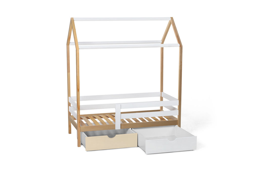 Кровать-домик Scandi Nest с бортиком (одноярусная) Wood&White из массива березы